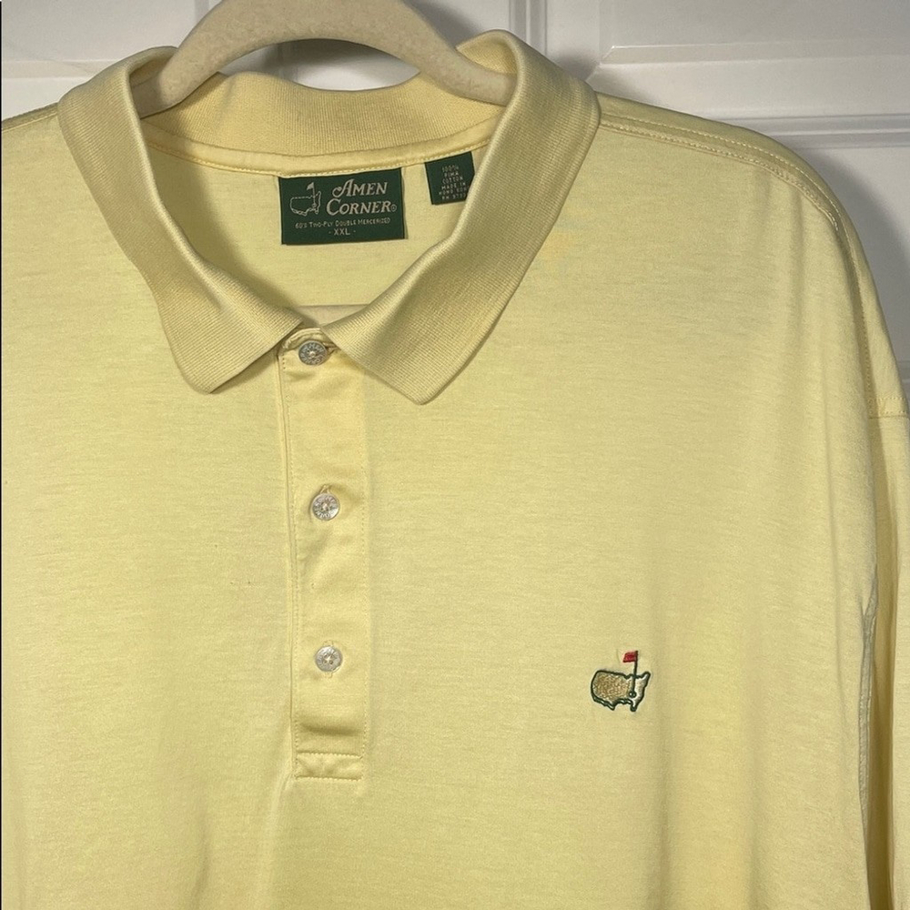 Amen Corner Polo Sz XXL Augusta Nationals 60s 2-Ply 2-Mercerized Yellow Golf